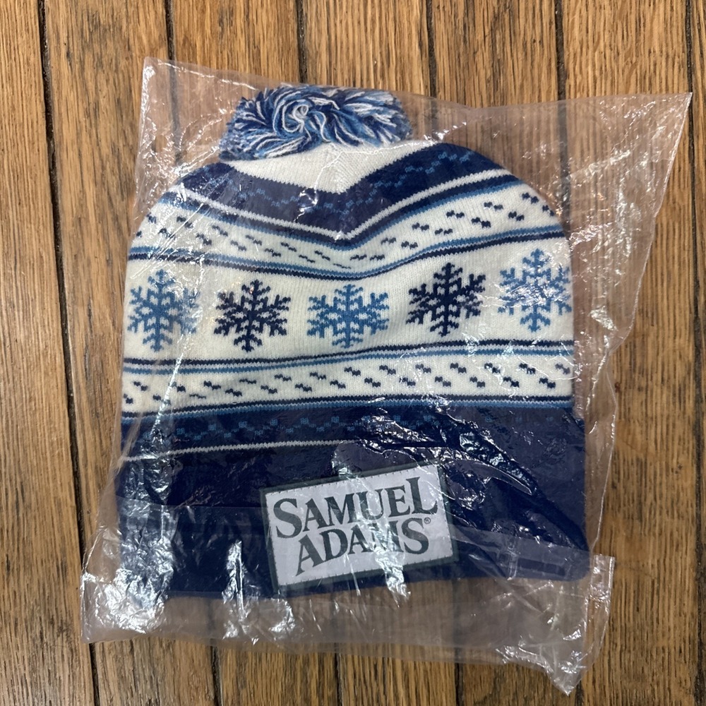 Samuel Adams Skully Skull Cap Pom Pom Beanie